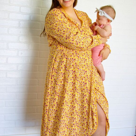 NWT Time and Tru ~ Yellow and Purple Floral Dress ~ Size XL - Picture 1 of 9